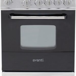 Avanti GR2013CSS Gas Range Oven Compact Freestanding Design, 4 Sealed Burners with Electronic Ignition, 2.1 Cu.Ft. Capacity Features Storage Drawer Broiler and Accessories, 20-Inch, Black
