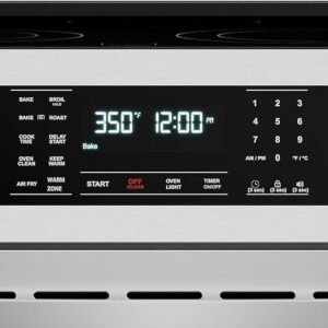 Kenmore Front Control Electric Range Oven with 5 Cooktop Elements with 7 Cooking Power Options, True Convection, Steam and Self Clean, Freestanding Oven, 4.8 cu. ft. Capacity Stainless Steel