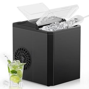 OLIXIS Nugget Ice Maker Machine, 26lbs in 24Hrs, 9 Ice Cubes in 6 Mins,Auto-Cleaning Portable Ice Maker with Basket and Scoop, Countertop Ice Maker for Home/Kitchen/Camping/RV, Bright Black